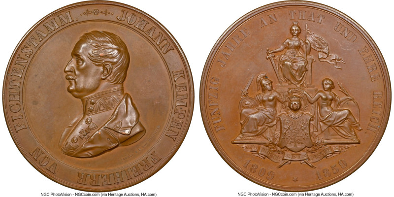 "Johann Kempen" bronze Medal 1859-Dated MS63 Brown NGC, Hauser-7512. By Jauner. ...