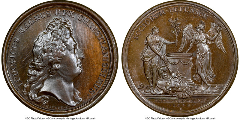 Louis XIV bronze "Peace of St. Germain" Medal 1679-Dated MS64 Brown NGC, Divo-17...