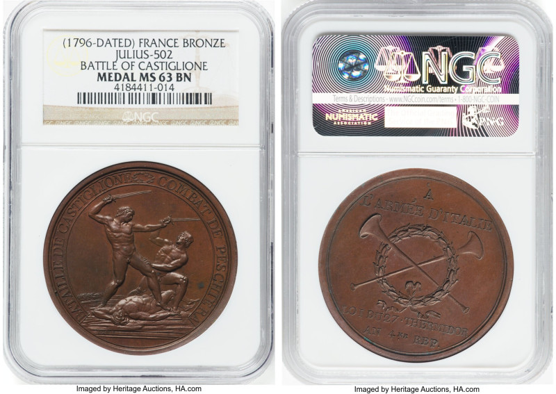 Republic bronze "Battle of Castiglione" Medal 1796-Dated MS63 Brown NGC, Julius-...