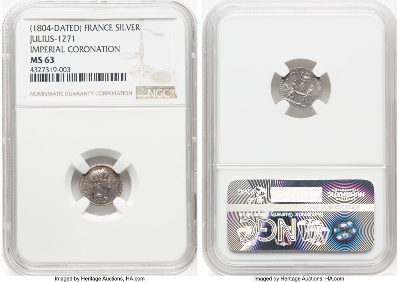 Napoleon silver "Imperial Coronation" Medal 1804-Dated MS63 NGC, Julius-1271. 13...