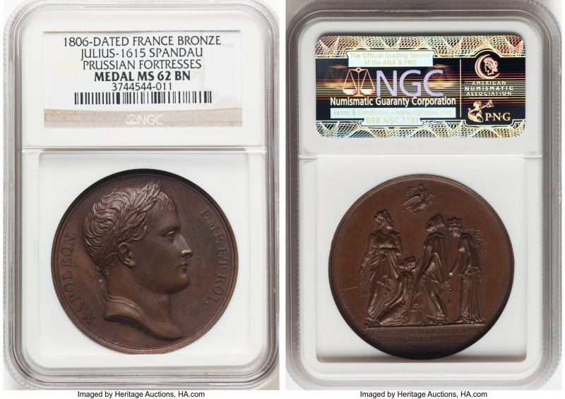 Napoleon bronze "Spandau Prussian Fortress" Medal 1806-Dated MS62 Brown NGC, Jul...