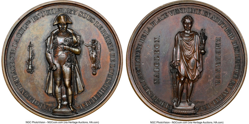 Louis I bronze "Napoleon I - Vendome Column Statue" Medal 1833-Dated MS62 Brown ...