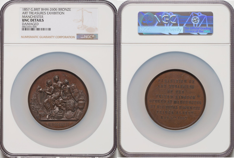 "Art Treasures Exhibition in Manchester" bronze Medal 1857 UNC Details (Damaged)...