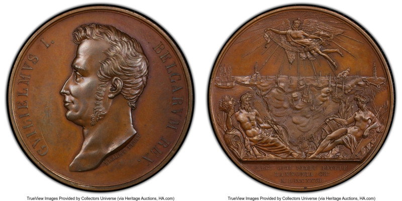 William I Specimen "Opening of the Tournai-Mons Canal" Medal 1826 UNC Detail (Da...