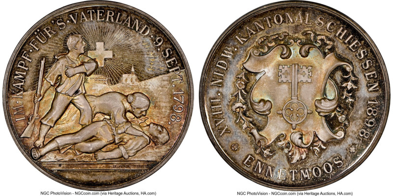 Confederation silver "Nidwalden-Ennetmoos Shooting Festival" Medal 1898 MS66 NGC...