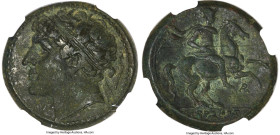 SICILY. Syracuse. Hieron II (ca. 275-215 BC). AE hemilitron (27mm, 5h). NGC Choice XF S, Fine Style. Ca. 240-215 BC. Diademed head of Hieron II left; ...
