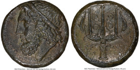SICILY. Syracuse. Hieron II (ca. 275-215 BC). AE litra (22mm, 12h). NGC Choice XF, Fine Style. Head of Poseidon left, wearing taenia / ΙΕΡΩ-ΝΟΣ / Φ, t...