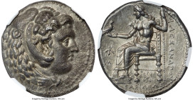 MACEDONIAN KINGDOM. Alexander III the Great (336-323 BC). AR tetradrachm (26mm, 1h). NGC XF, Fine Style. Lifetime issue of Babylon, ca. 325-323 BC. He...