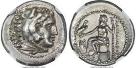 MACEDONIAN KINGDOM. Alexander III the Great (336-323 BC). AR drachm (17mm, 4.26 gm, 12h). NGC Choice AU 5/5 - 5/5. Lifetime issue of Miletus, ca. 325-...