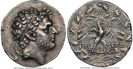 MACEDONIAN KINGDOM. Perseus (179-168 BC). AR tetradrachm (30mm, 15.51 gm, 11h). NGC Choice XF 5/5 - 2/5, Fine Style, slight bend, scuff, edge marks. R...