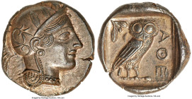 ATTICA. Athens. Ca. 440-404 BC. AR tetradrachm (27mm, 17.18 gm, 12h). NGC MS S 5/5 - 4/5. Mid-mass coinage issue. Head of Athena right, wearing earrin...