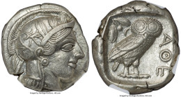 ATTICA. Athens. Ca. 440-404 BC. AR tetradrachm (25mm, 17.17 gm, 7h). NGC AU 5/5 - 4/5, Full Crest. Mid-mass coinage issue. Head of Athena right, weari...