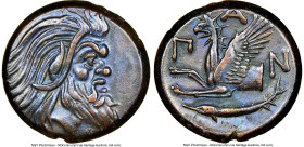CIMMERIAN BOSPORUS. Panticapaeum. Ca. 4th Century BC. AE (21mm, 12h). NGC Choice XF S. Head of bearded Pan right / Π-A-N, forepart of griffin left, st...