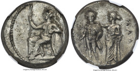 CILICIA. Mallus. Ca. 385-375 BC. AR stater (21mm, 10.37 gm, 1h). NGC AU 3/5 - 3/5, Fine Style. Athena seated left at base of olive tree behind, ground...