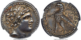SELEUCID KINGDOM. Alexander I Theopater Euergetes Balas (152-145 BC). AR tetradrachm (25mm, 14.27 gm, 1h). NGC AU S 5/5 - 4/5. Sidon, dated Seleucid E...