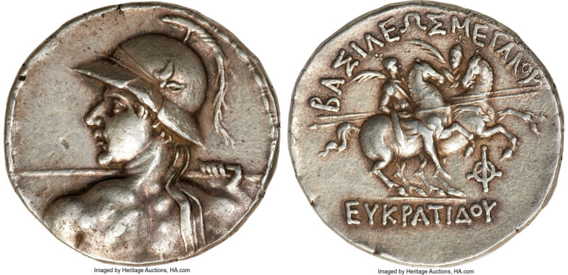 BACTRIAN KINGDOM. Eucratides I the Great (ca. 170-145 BC). AR tetradrachm (33mm,...