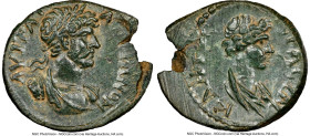 LYDIA. Stratoniceia. Hadrian (AD 117-138). AE (17mm, 2.60 gm, 12h). NGC AU S 4/5 - 5/5, Fine Style, adjusted flan. ΑΥ ΤΡΑΙ ΑΔΡΙΑΝΟΝ, laureate, cuirass...