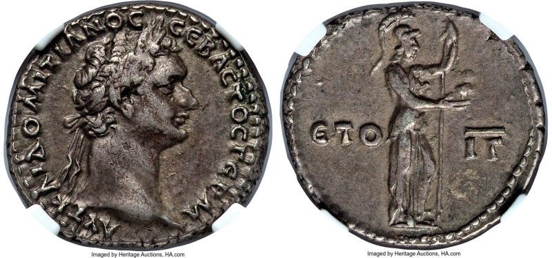 CAPPADOCIA. Caesarea. Domitian (AD 81-96). AR didrachm (21mm, 7.19 gm, 6h). NGC ...