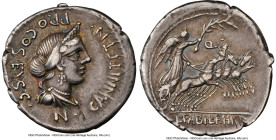 C. Annius T.f. T.n. and L. Fabius L.f. Hispaniensis (ca. 82-81 BC). AR denarius (21mm, 3.85 gm, 10h). NGC Choice VF S 5/5 - 4/5. Rome, C•ANNI•T•F•T•N•...