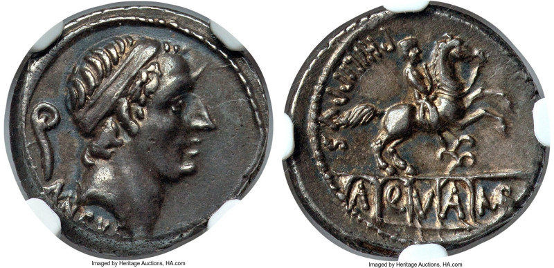 L. Marcius Philippus (57/6 BC). AR denarius (17mm, 3.85 gm, 2h). NGC AU S 5/5 - ...