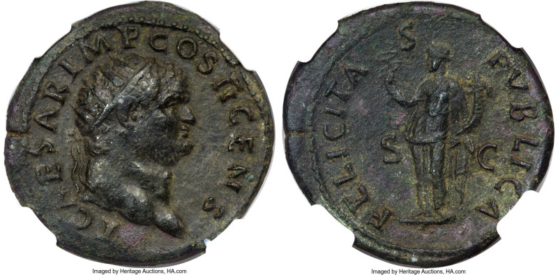 Titus, as Caesar (AD 79-81). AE dupondius (28mm, 11.89 gm, 6h). NGC XF 5/5 - 4/5...