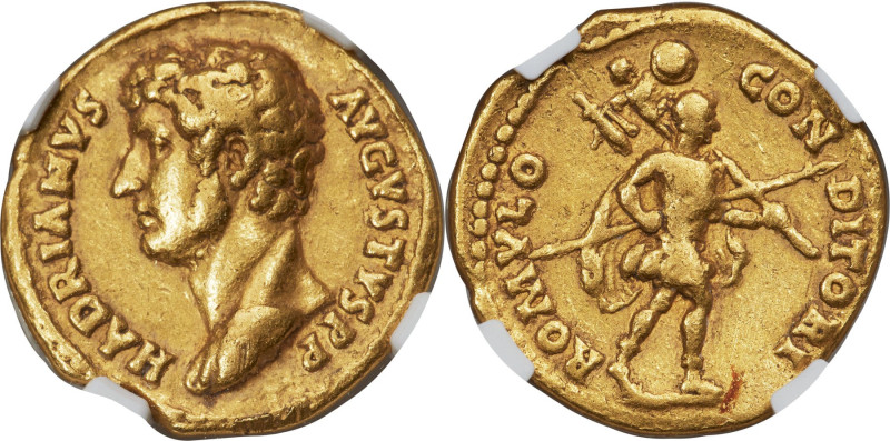 Hadrian (AD 117-138). AV aureus (20mm, 7.18 gm, 6h). NGC VF 4/5 - 4/5, Fine Styl...