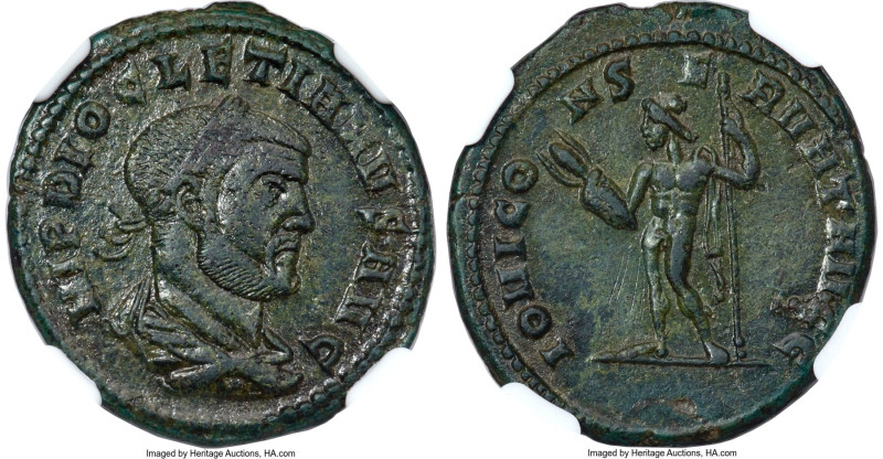 Diocletian (AD 284-305). AE reduced sestertius (23mm, 5.54 gm, 1h). NGC Choice X...