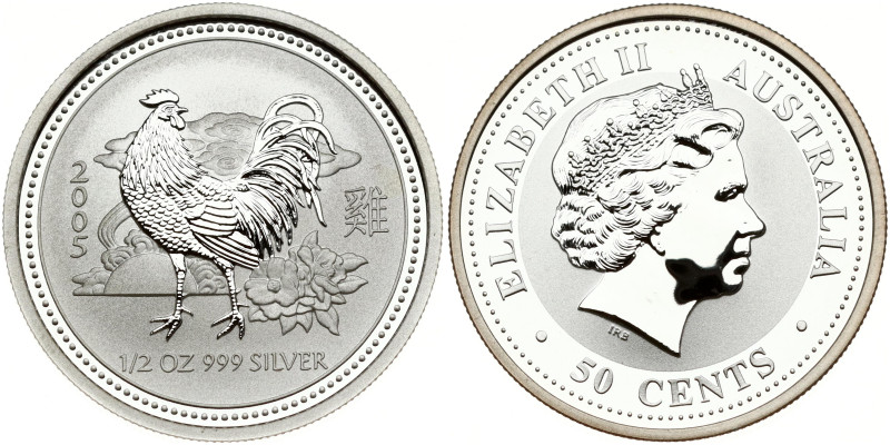 Australia. Elizabeth II (1952-2022). 50 Cents 2005 Year of the Rooster. Silver. ...