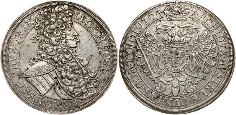 Holy Roman Empire. Leopold I (1657-1705). Taler 1704, Vienna. Silver 28.96 g. Da...