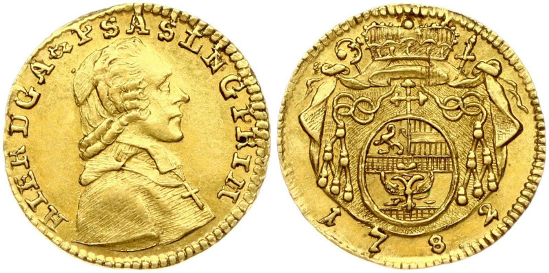 Holy Roman Empire, Salzburg. Hieronymus von Colloredo (1772-1803). 1/4 Ducat 178...