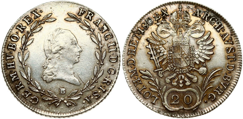 Austria 20 Kreuzer 1802B Franz II (I) (1792-1835). Obverse: Laureate head right ...