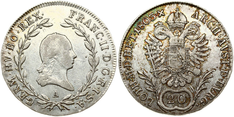 Austria 20 Kreuzer 1803A Franz II (I)(1792-1835). Obverse: Laureate head right w...