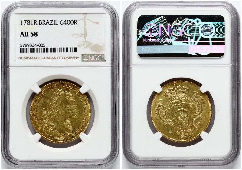 Brazil. Mary I & Peter III (1777-1786). 6400 Reis 1781 R. Gold 14.34 g. Bentes 2...