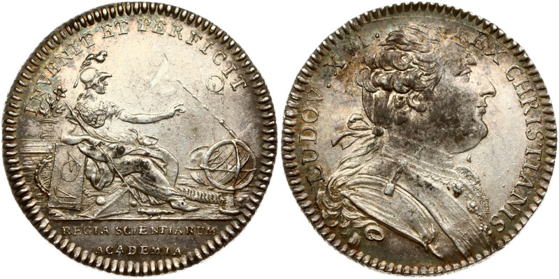 France. Louis XVI (1754-1793). Token (1777) Royal Academy of Sciences ND. Silver...