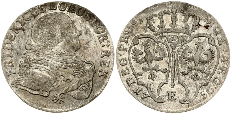 Germany, Prussia. Friedrich II (1740-1786). 6 Groscher 1756 E, Konigsberg. Silve...