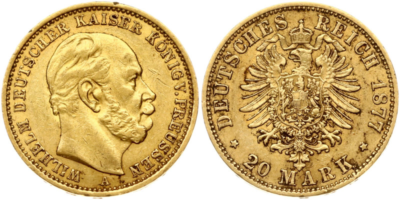 Germany, Prussia. Wilhelm I (1861-1888). 20 Mark 1877 A. Gold 7.93 g. Fr. 3816; ...