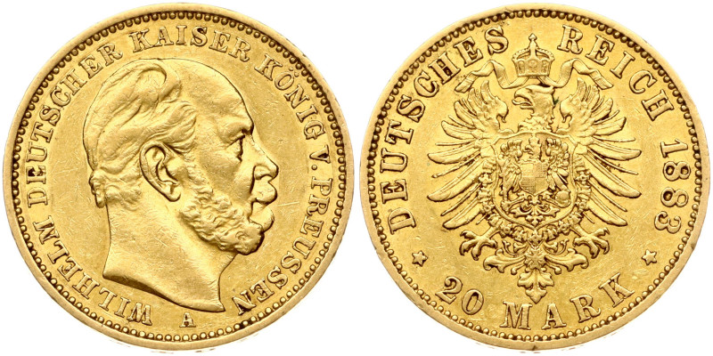 Germany, Prussia. Wilhelm I (1861-1888). 20 Mark 1883 A. Gold 7.93 g. Fr. 3816; ...