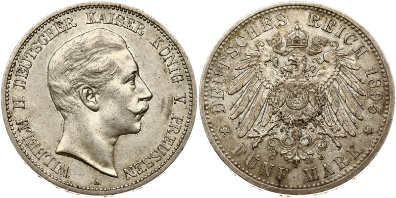 Germany, Prussia. Wilhelm II (1888-1918). 5 Mark 1895 A. Silver 27.73 g. KM-523.