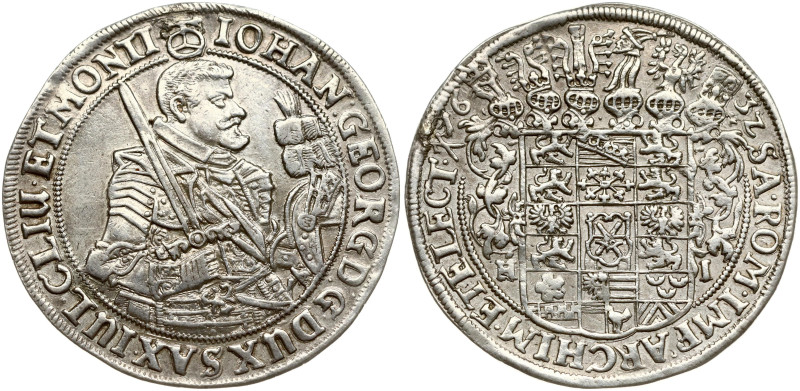 Germany, Saxony. Johann Georg I (1591-1656). Taler 1632 HI. Silver 28.94 g.KM-13...