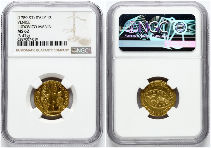 Italy, Venice. Ludovico Manin (1789-1797). Zecchino ND. Gold 3.47 g. Fr. 1445; K...