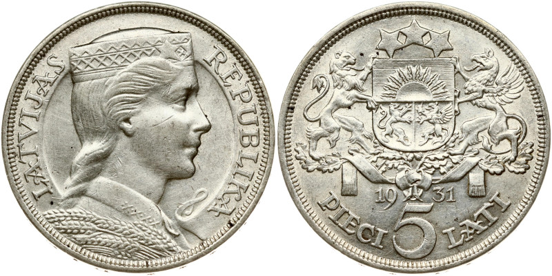 Latvia. 5 Lati 1931. Silver 24.89 g. KM-9.