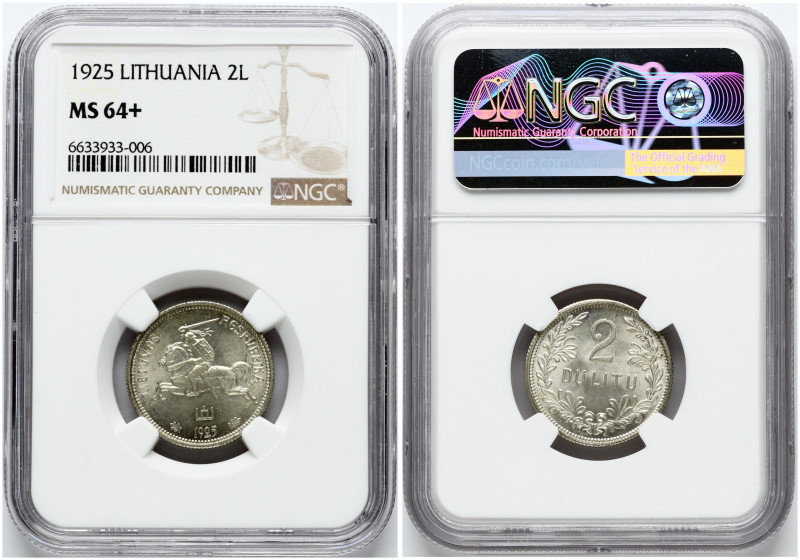 Lithuania. 2 Litu 1925. Silver. KM-77. NGC MS 64+