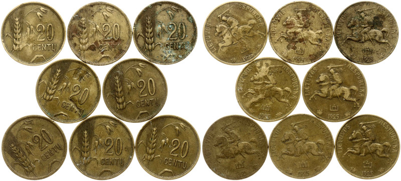 Lithuania. 20 Centų 1925. Aluminium-bronze. Total weight 31.55 g. KM-74. Lot of ...