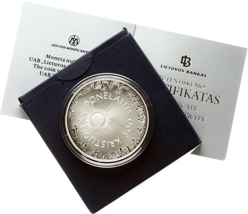 Lithuania. 50 Litu 2014 Kristijonas Donelaitis 300 years. Silver .925, 28.28 g. ...