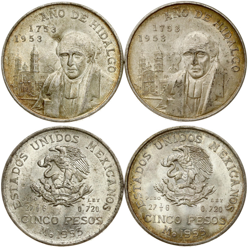 Mexico 5 Pesos 1953 Mo Bicentennial of Hidalgo's Birth. Silver .720, total weigh...