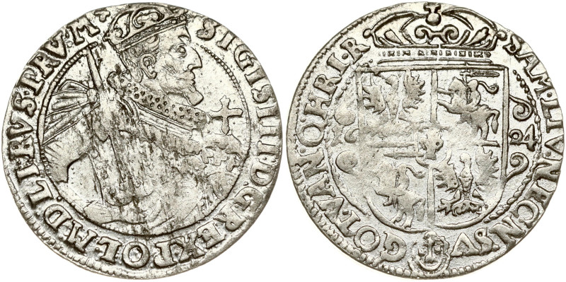 Poland. Zygmunt III Waza (1587-1632). Ort 1624 Bydgoszcz, PRV:M+ Silver 6.84 g. ...