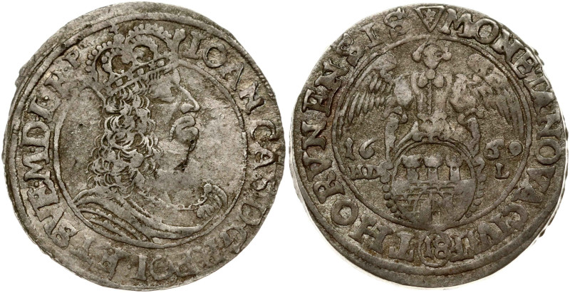 Poland. Jan II Kazimierz Waza (1649–1668). Ort 1660/59 HDL, Torun. Silver 6.64 g...