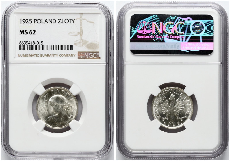 Poland. 1 Zloty 1925, London. Silver. Parchim. 107b; Y-15. NGC MS 62