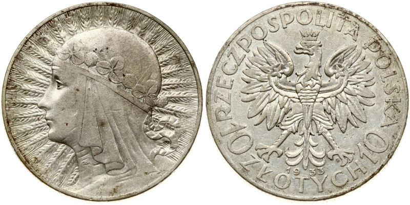 Poland. 10 Zlotych 1933 Jadwiga, Warsaw. Silver 21.82 g. Parchim. 120c; Y-22.