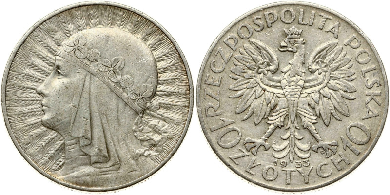 Poland. 10 Zlotych 1933 Jadwiga. Silver .750, 21.72g. Y-22